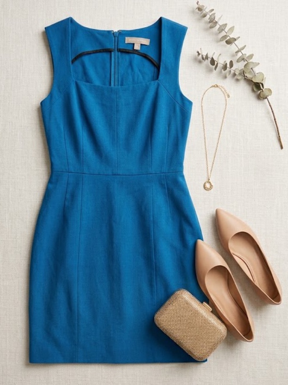Banana Republic Teal Blue Square-Neck Mini Dress